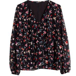 Madewell Shirred-Sleeve V Neck Top Size Medium